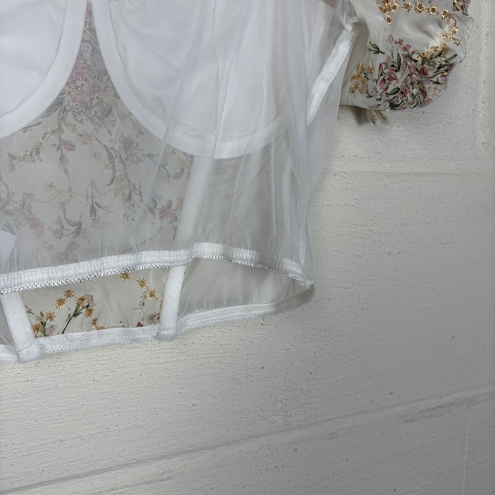 NEW Francesca's‎ Anna Floral Corset Top Size M Regency Wedding Bridal Dainty Ren - Picture 7 of 14